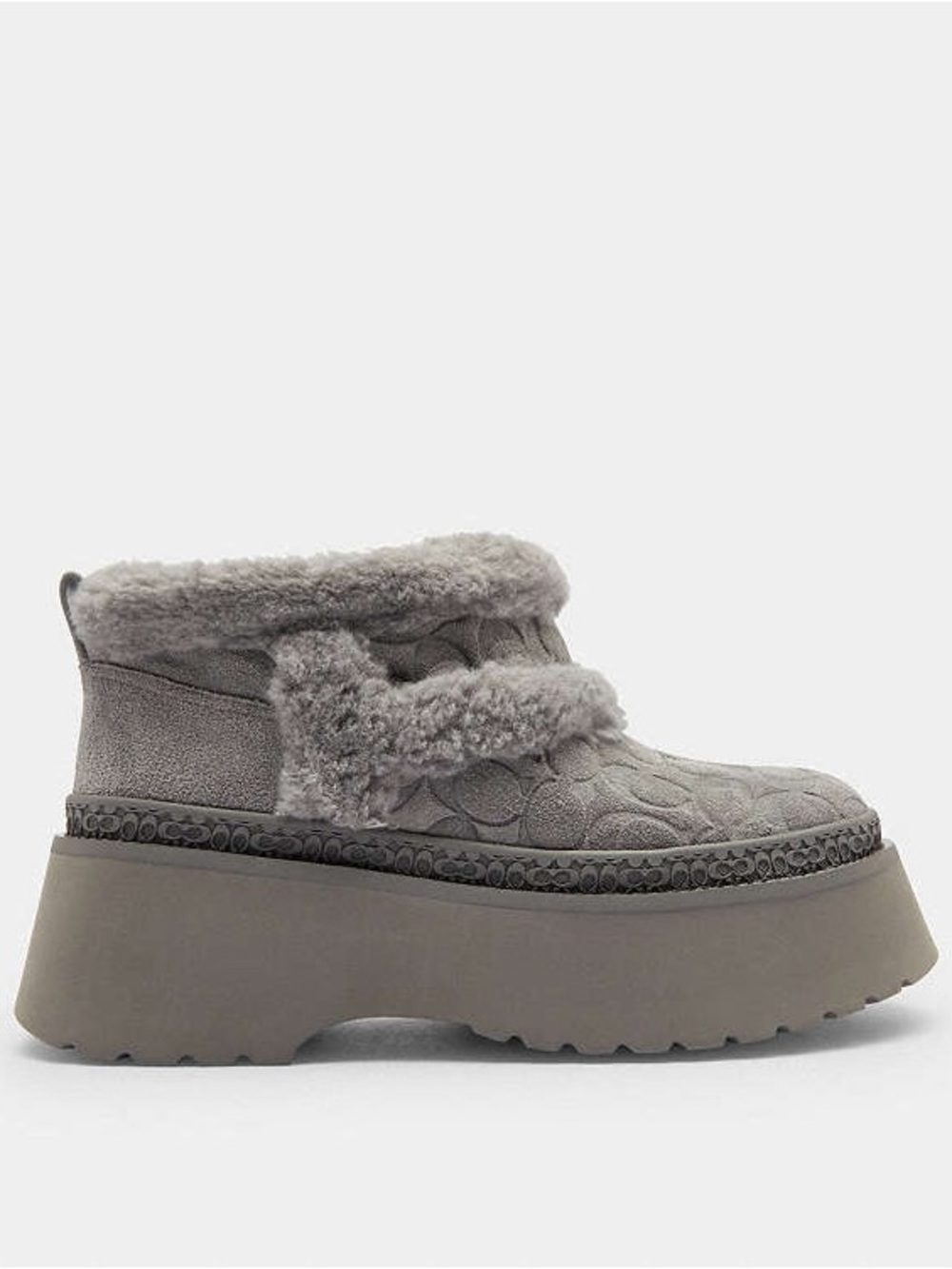 COACH Christina Bootie in Signature Suede- Charcoal